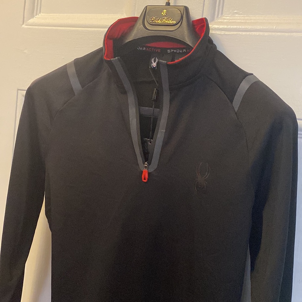 Spyder 1/4 zip men’s black long sleeve top - size small